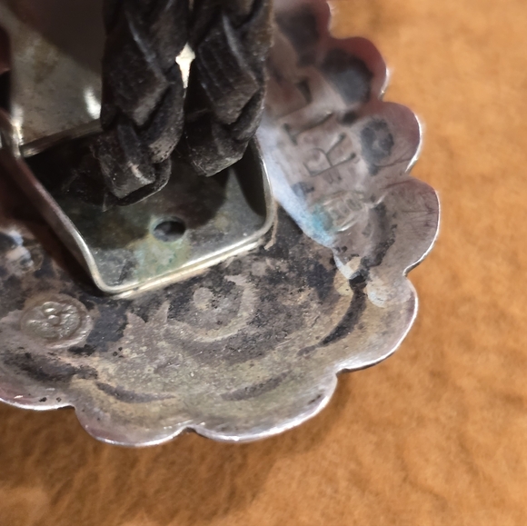 Navajo Sterling Silver Handmade Turquoise Concho Style Bolo Tie "RTL" - Picture 14 of 16